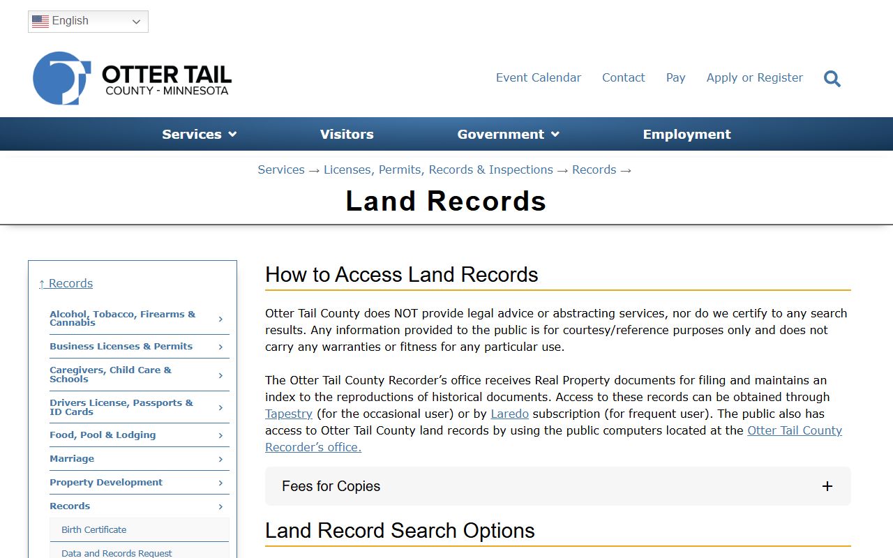 Otter Tail County Court Administration separate Recorder records channel