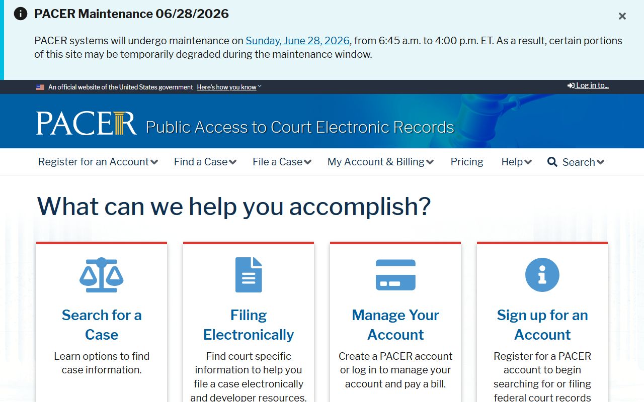 Otter Tail County court dockets federal PACER distinction