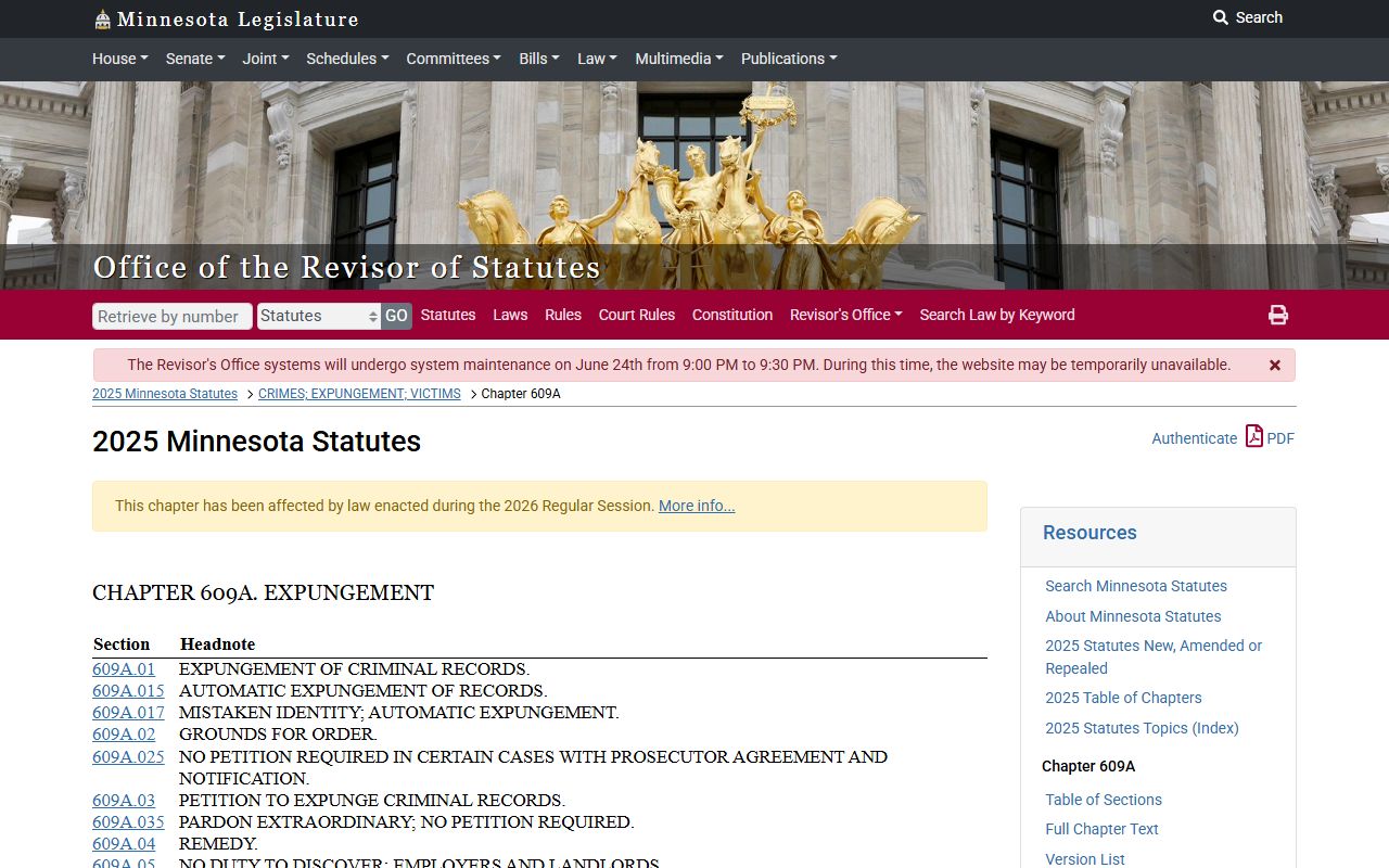 Otter Tail County criminal court records Minnesota expungement chapter