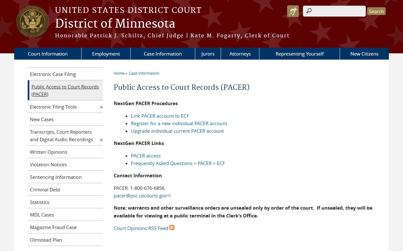 Otter Tail County District Court federal PACER access distinction