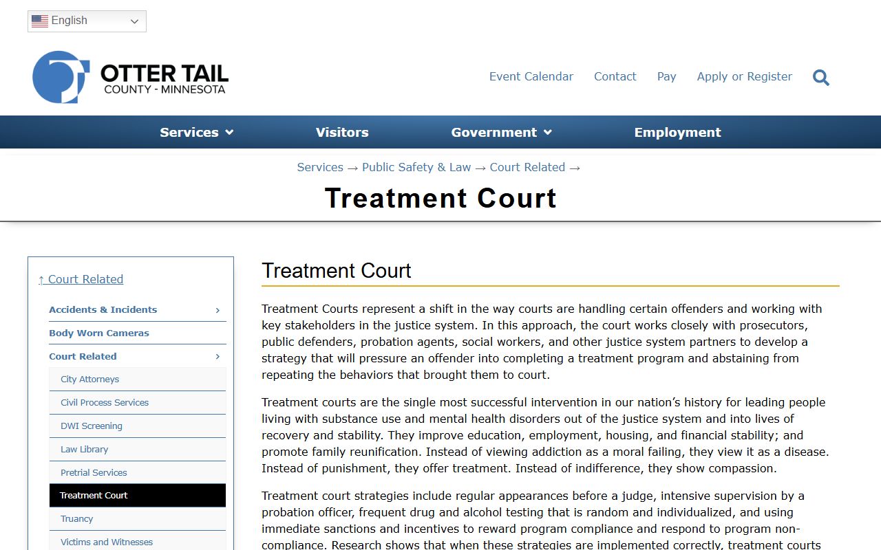 Otter Tail County District Court treatment court page