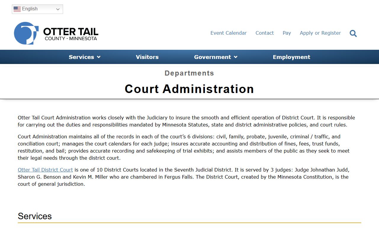 Otter Tail County court records Court Administration page