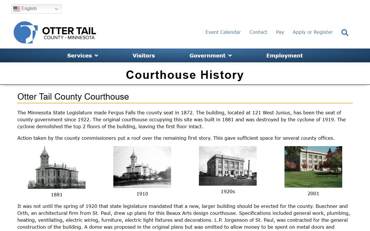Otter Tail County court records courthouse history page