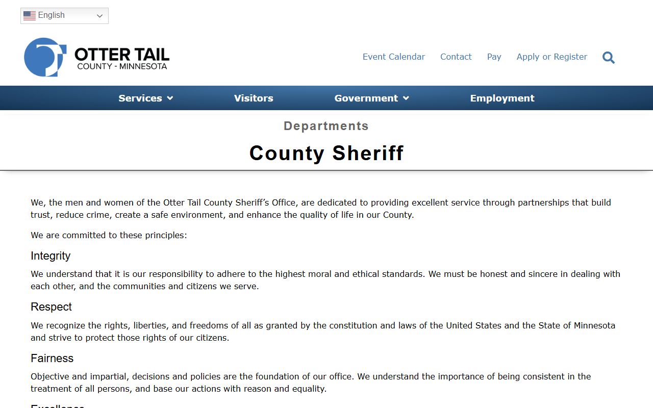 Otter Tail County court records sheriff department page